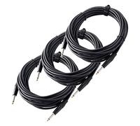 Pronomic Set de 3 Stage INST-10 Cable de Instrumento 10m (jack 6,3 mm, cable de conexión, guitarra, puntas chapadas en oro, alivio de tensión de cierre de contacto) negro