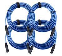 Pronomic Set de 4 cables de micrófono XFXM-Blue-10 (10m, XLR hembra a macho 3 polos), conectores soldados a mano, resistentes a ácidos y aceites, con alivio de tensión, color azul metálico.