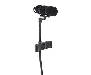 Pronomic Set MCM-100B Micrófono de Clip con Soporte (Micrófono de Condensador, Cuello de Cisne, Soporte para Contrabajo, alimentación Phantom, Adaptador XLR, Estuche) Negro