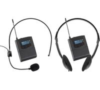Pronomic Silent Guide V2 Ensemble Set - Sistema de Auriculares inalámbricos con 1 emisor y 4 receptores - 863-865 MHz - hasta 100 m de Alcance - Ideal para Silent Guide y formación - Negro