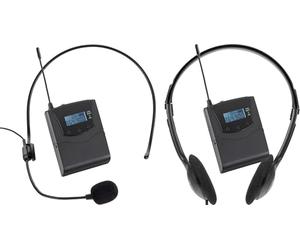 Pronomic Silent Guide V2 Ensemble Set - Sistema de Auriculares inalámbricos con 1 emisor y 4 receptores - 863-865 MHz - hasta 100 m de Alcance - Ideal para Silent Guide y formación - Negro