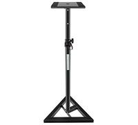 Pronomic SLS-10 Soporte de altavoz para monitor de estudio - Altura ajustable de 80 cm a 130 cm, base triangular, pies de goma, pies con pinchos, acero, placa de soporte con tiras de goma - Negro