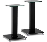 Pronomic SLS-282 BK Soportes para Altavoces Par, diseño Elegante con 2 Placas de Vidrio, púas Ajustables, Patas de Goma, gestión Oculta de Cables y Carga máxima de 10 kg.