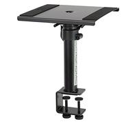 Pronomic SLS-36K BK Soporte de Mesa con Abrazadera para Monitores de Estudio - Muy Ahorrador de Espacio - Altura Ajustable de 24,5 cm a 41,5 cm - Superficie con Tiras de Cierre de Contacto - Negro