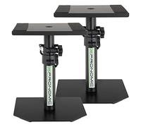 Pronomic SLS-36P BK Soportes de Mesa para Monitores de Estudio - Soporte Estable y Robusto, Ajustable 25,5-41 cm, con Superficie de Tiras de Cierre de Contacto - Negro.