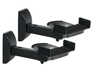 Pronomic Soporte de Pared SWM-25 BK para Altavoces - Abrazaderas Universales para Cajas HiFi y PA - Soporta hasta 25 kg - Inclinación ±8° y Rotación ±90° Ajustables - Acero - Negro