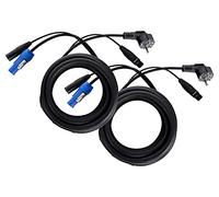 Pronomic Stage EUPPX-2.5 Cable Híbrido Euro/Powerplug/XLR 2x Set - Longitud: 2,5 m - Cable combinado para altavoces activos - Alimentación y señal en uno - Powercon/compatible con Schuko - negro