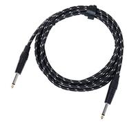 Pronomic Stage INST-3T Cable de Instrumento 3m (Jack 6,3 mm, cubierta textil, cable para guitarra, puntas chapadas en oro, alivio de tensión con cierre de contacto) negro/blanco