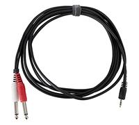 Pronomic Stage JM2JS-3 Cable de Audio, 3 m, conectores 3,5 mm stereo jack a 2x 6,3 mm mono jack, alta calidad, divisor ajustable, cierre de contacto, color negro.