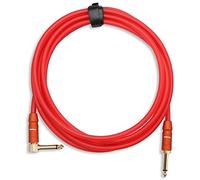 Pronomic Trendline cable de instrumento 3 m - jack mono 6,3 mm recto a jack angulado - cable para guitarra, bajo y teclado - conectores chapados en oro - apantallado - cierre de contacto - rojo