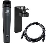 Pronomic VM-57 Set de Micrófono para Cajón - paquete profesional con micrófono dinámico para instrumentos, soporte para micrófono para cajones, cable adecuado y accesorios
