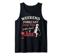 Pronóstico de fin de semana Saltar Cuerda Y Vino Divertido Diseño Fitness Camiseta sin Mangas