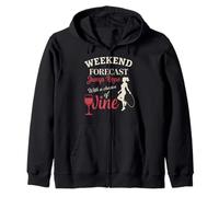 Pronóstico de fin de semana Saltar Cuerda Y Vino Divertido Diseño Fitness Sudadera con Capucha