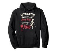 Pronóstico de fin de semana Saltar Cuerda Y Vino Divertido Diseño Fitness Sudadera con Capucha