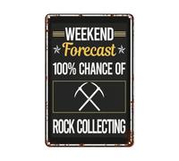 Pronóstico del Fin De Semana Colección De Rocas Rocas Cazador De Rocas Búsqueda De Rocas Letrero De Metal Cartel De Chapa Divertido Placa Metálica para Patio Granja Garaje 20X30Cm