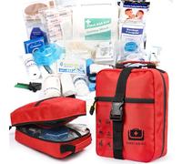 PronteeAid Kit completo de primeros auxilios, kit de emergencia de 400 piezas con suministros básicos de primeros auxilios y kit de supervivencia, ideal para viajes, al aire libre, escalada, coche,