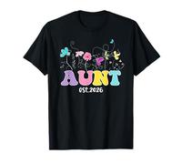 Pronto To Be Auntie est 2026 Promocionado a New Mom Flower Camiseta
