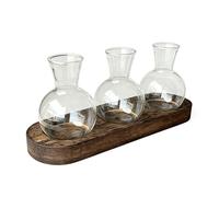 Propagation Vases For Plants - Functional Wood Base Rooting Terrarium | Stable Wooden Base Frame Hydroponic Glass Planter - For Bedroom Bookshelf Dorm Living Room Workplace Table Counter
