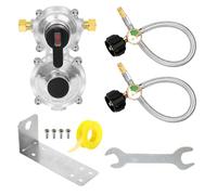 Propane Tank Regulator - RV 2-Stage Automatic Changeover | 18 Inch Hose And Gauge For Cooking, Gas Control, Motorhome, Outdoor Adventure, Trailer Stove Equipment, Portable Barbecue, Campfire