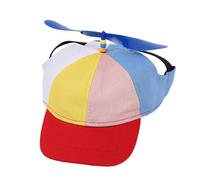Propeller Hat For Pets - Rainbow Helicopter Top Hat With Ear Holes, Features Structured Anti-Slip Visor Base To Prevent Eye Blockage, Built With Frictionless Smooth-Spin Brass Bearing Blade | For Pupp