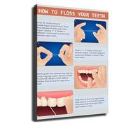 Proper Flossing Technique Oral Hygiene Chart Poster for Dentist Office Health Center School(Framed,08x12inch(20x30cm))