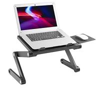ProperAV Soporte ergonómico Ajustable para Laptop, Escritorio para Cama o sofá con Alfombrilla para Mouse | Elevador de inclinación Ajustable de Altura portátil Negro