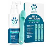Propets Lab Dentífrico Spray para Perros 150 ml + 4 Cepillos de Silicona | Fórmula 100% natural con arginina, neem, aceite de árbol de té, pantenol, salvia, menta y extractos naturales