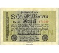 Prophila Collection alemán Imperio RosbgNr: 105a, Marca de Agua Hakensterne 6stellige Kontrollnummer Nueva 1923 10 Millones Marcos (Billetes de Banco para coleccionistas - sin Medio de Pago)