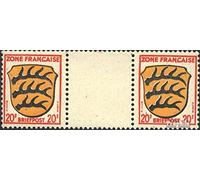 Prophila Collection Franz. Zona-Conjunta. edición. 8ZW Pareja con Papel en el Medio Nuevo con Goma Original ** MNH 1945 Escudo de Armas (Sellos para los coleccionistas) Banderas/Escudos/Mapas