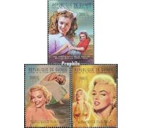 Prophila Collection Guinea 9386-9388 (edición completa) post-fresca ** MNH 2012 Marilyn Monroe (Sellos para coleccionistas) Celebridades/película/teatro/radio