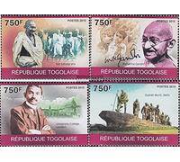 Prophila Collection Togo 3519-3522 (Completa.edición.) Nuevo con Goma Original ** MNH 2010 Mahatma Gandhi (Sellos para los coleccionistas) Celebridades/Cine/Teatro/Radio