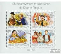 Prophila Collection Togo 5540-5543 Sheetlet (Completa. edición) Nuevo con Goma Original ** MNH 2014 Charlie Chaplin (Sellos para los coleccionistas) Celebridades/Cine/Teatro/Radio