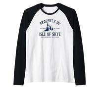 Propiedad de la Isla de Skye Escocia Hébridas Interiores Navy Print Camiseta Manga Raglan