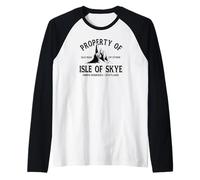 Propiedad de la Isla de Skye Hébridas Interiores Escocia Negro Imprimir Camiseta Manga Raglan