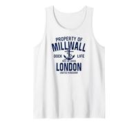 Propiedad de Millwall Isle of Dogs London Anchor Navy Print Camiseta sin Mangas