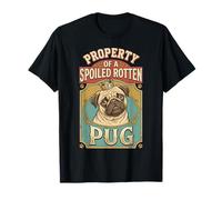 Propiedad de un Pug podrido mimado - Dueño de Perro Retro Vintage Camiseta