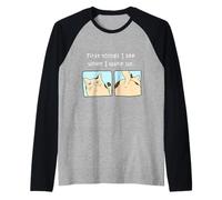 Propietario de Gato Primeras Cosas Que Veo Cuando me Despierto Camiseta Manga Raglan