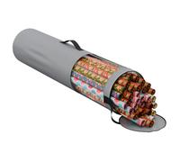 ProPik Bolsa organizadora de almacenamiento de papel de regalo, almacena hasta 25 rollos de 40 pulgadas, poliéster resistente y bolsa transparente de PVC con asas y parte superior con cremallera para envolver y cintas de regalo de vacaciones (gris)