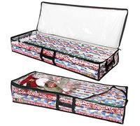 ProPik Contenedores de almacenamiento de papel de regalo, organizador de papel de regalo debajo de la cama, 41 x 14 x 6 pulgadas, se adapta a 18 a 24 rollos que se ajustan a rollos de hasta 40 pulgadas de largo, soporte de caja de almacenamiento envolvente para cinta, lazos y accesorios, paquete de 2 (negro)