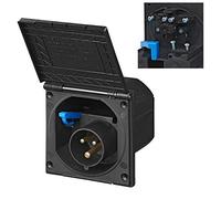 ProPlus Conector de alimentación CEE empotrable, Rectangular, Color Negro | Enchufe industrial empotrado, tapa protectora con bisagra, terminales de tornillo, marcado CE, 240 V