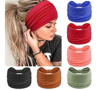 Propog África - Diadema para el cabello, para mujer, con banda ancha, 6 piezas, elástico, accesorio para el cabello, mujer, azul, 1 unité (Lot de 6)