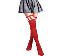 PROPOG Calcetines Largos Mujer, Medias Calcetines Deportivos de Fútbol, Calcetines Largos para Cosplay, Disfraz de Animadora Universitaria Hasta la Rodilla (Rojo)