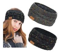 PROPOG Diadema Mujer Orejeras Invierno, 2 Piezas Tejido Punto Diademas Pelo Mujer Forro Polar Winter Headband Tejer Punto Accesorios Pelo Mujer Adecuado Correr Hacer Ejercicio Esquiar