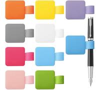 PROPOG Juego de 10 Piezas Lazos para Bolígrafos Autoadhesivos, Portabolígrafos de Cuero PU para Cuadernos, 10 Colores, Pen Loops Elásticos para Agendas, Calendarios, Diarios, Tablets