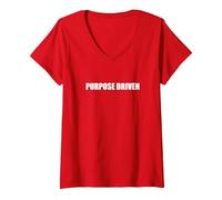 Propósito impulsado Camiseta Cuello V, Mujer, Rojo, XL