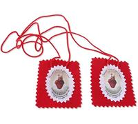 Proposte Religiose Juego de 10 Escapularios Sagrado Corazón de Jesús. Juego de 10 piezas. Escapulario de color rojo que representa el Sagrado Corazón de Jesús. Dimensiones: altura 7 cm, ancho 5,5 cm.