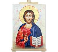 Proposte Religiose Lienzo con efecto pintado, marco de madera, 30 x 40 cm, fabricado en Italia (Cristo Pantocrator)