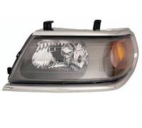 PROPOSTEONLINE Faro fabricado para Mitsubishi Pajero Sport izquierdo halógeno pred. reg. eléctrico parábola gris marco cromado MR566771