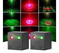 Propulsion Life 2PCS Mini Luces Discoteca Bateria, R/G Luces de Fiesta con 64 Efectos Dinámicos de Discoteca y Sonido Activado, Carga Type-C, Luz Lámpara para Fiesta Club Cumpleaños DJ Navidad Bar