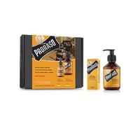 Proraso Kit de cuidado barba hombre Wood & Spice (pack dúo), lujoso set de regalo para el cuidado de la barba con champú y aceite para la barba, aroma de comino y azafrán, Made in Italy